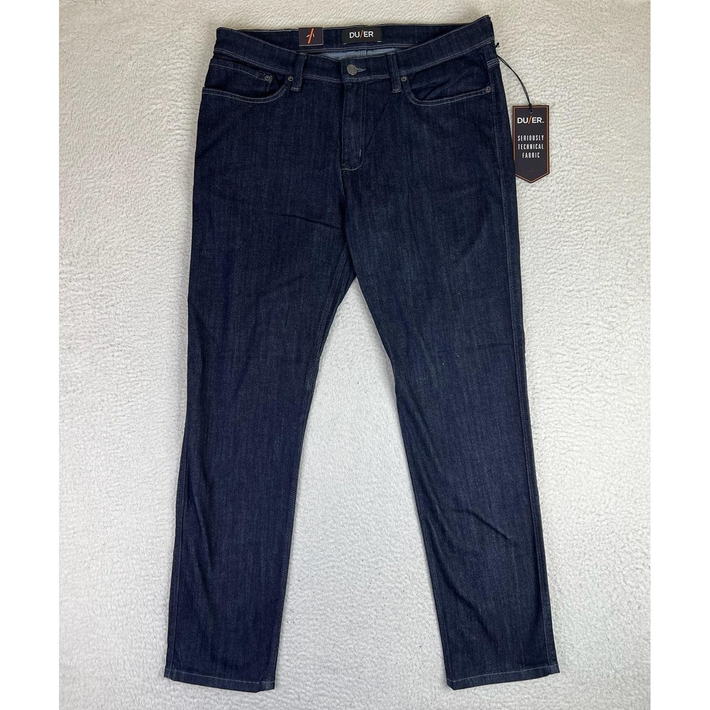 DU/ER L2X Slim Fit Jeans Mens 36x32 Blue Dark Wash Stretch Denim Technical Pants